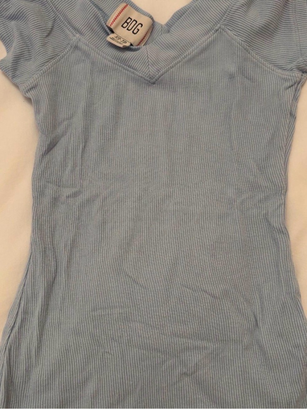 BDG Sky Blue Ribbed V-Neck Tank Top
